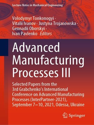 cover image of Advanced Manufacturing Processes III